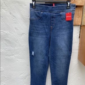 Spanx distressed skinny jeans